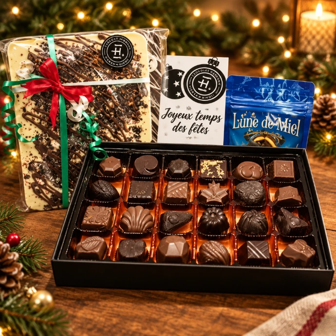 Coffret cadeau de chocolats des fêtes Chocolat Harmonie